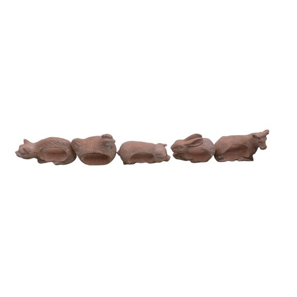 Set of 5 Toyo Terra Cotta Clay Animal Napkin Rings - Picture 9 of 9